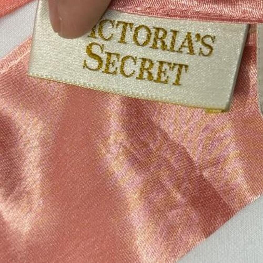 Victoria’s Secret Vintage 1980s Satin Pink  With Lace Top Gown Size Small - Picture 5 of 7